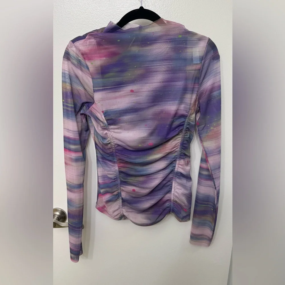 NWT By Anthropologie Double-Layer Mesh Top | Sheer Trendy Blouse - Picture 4 of 6
